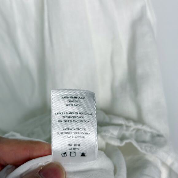 Rails Small S White Sandy Dress Tiered Ruffle Square Neck Linen Blend Mini Flowy - Picture 10 of 12